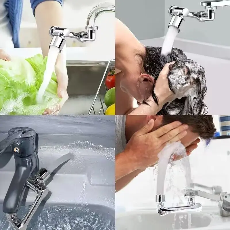 Metal Steel Faucet Extender Aerator Bubbler Nozzle Black 1080° Universal Rotation Water Faucet Sprayer Head for Kitchen Tap