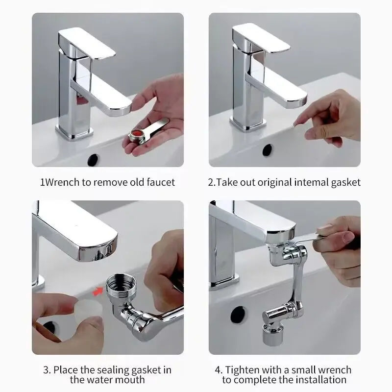 Metal Steel Faucet Extender Aerator Bubbler Nozzle Black 1080° Universal Rotation Water Faucet Sprayer Head for Kitchen Tap