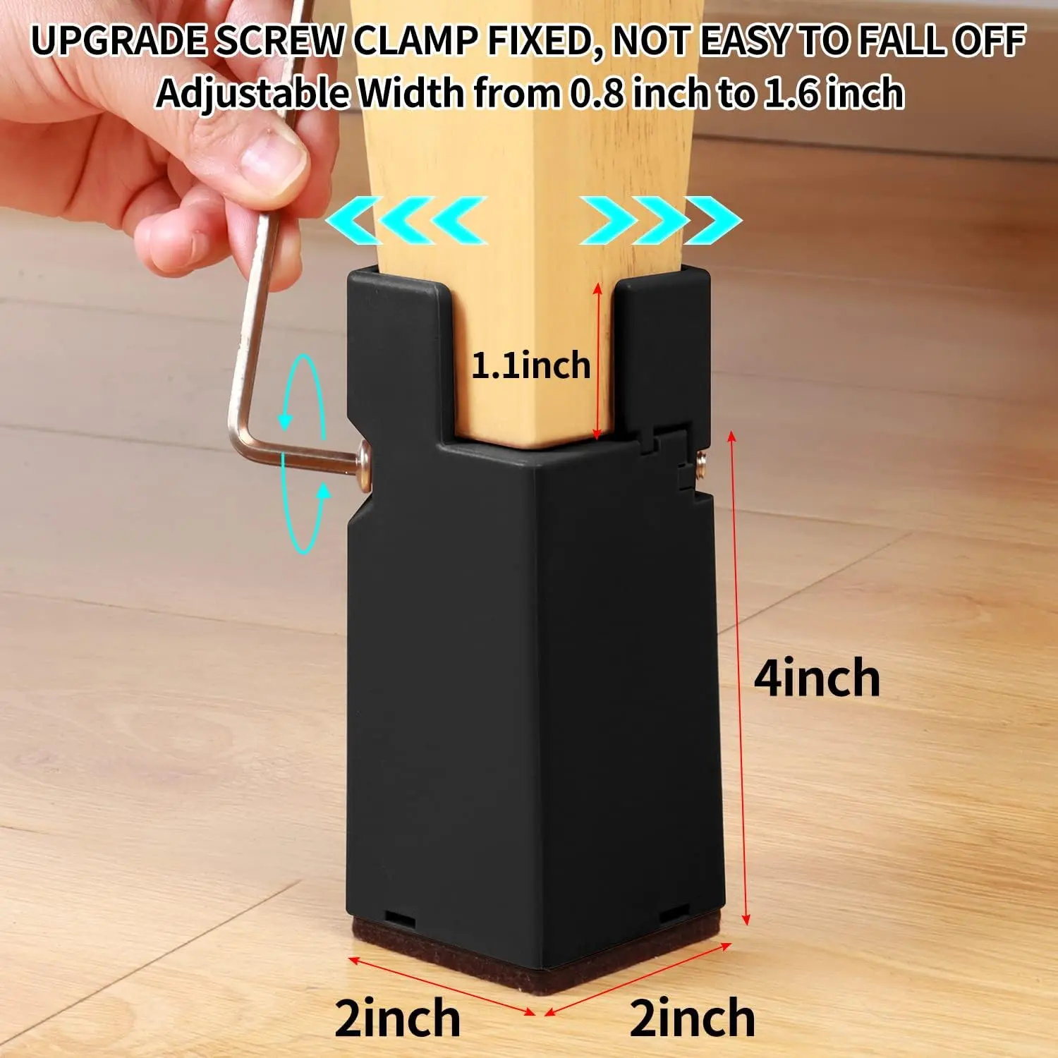8PCS Adjustable Furniture Leg Risers Chair Leg Pads Heavy Duty Non-Slip 5cm/10cm Sofa Table Bed Feet Risers with Screw Clamp