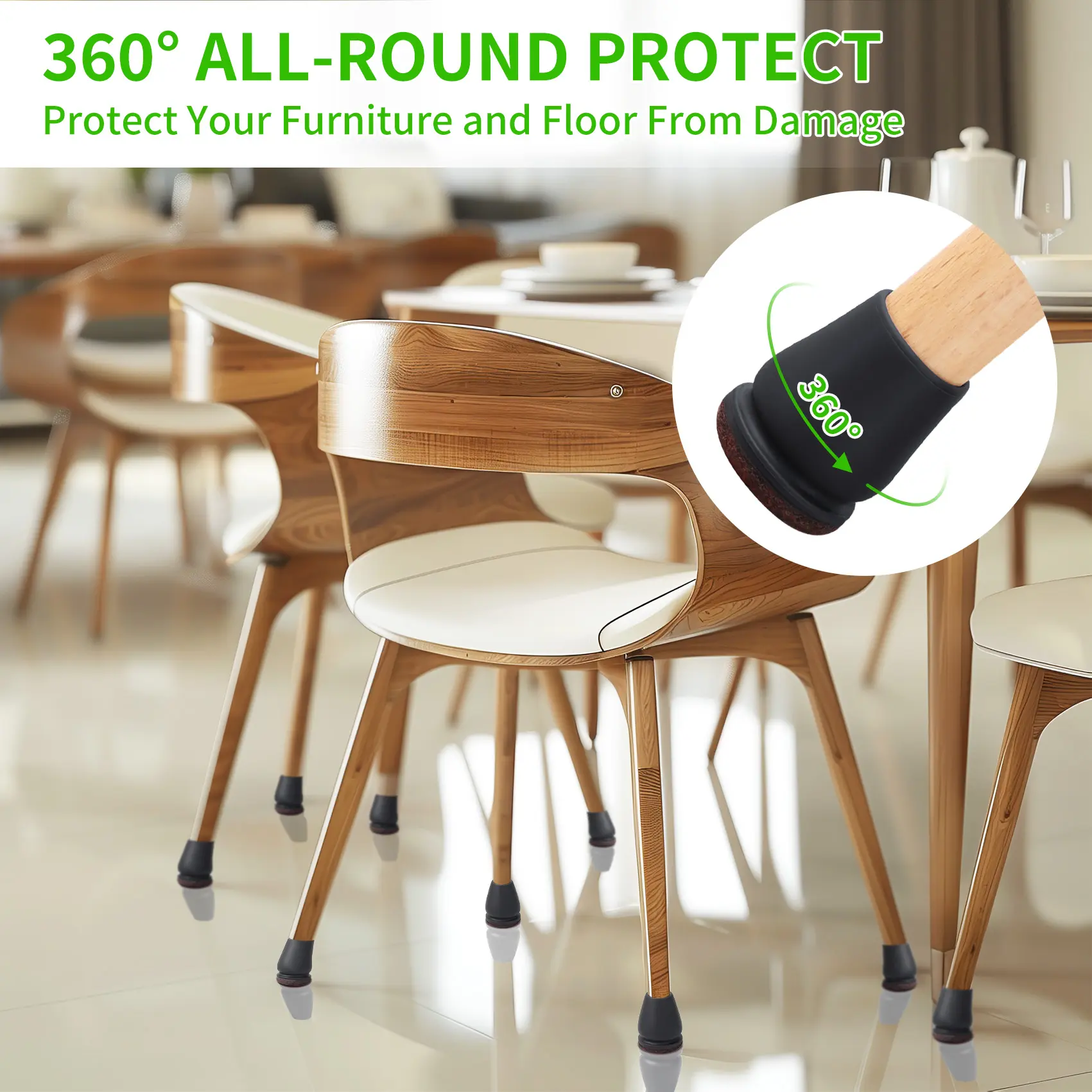 16PCS Silicone Chair Legs Pads Non-Slip Felt Chair Feet Caps Furniture Floor Protectors No Scratches Reduce Noise Home Decor