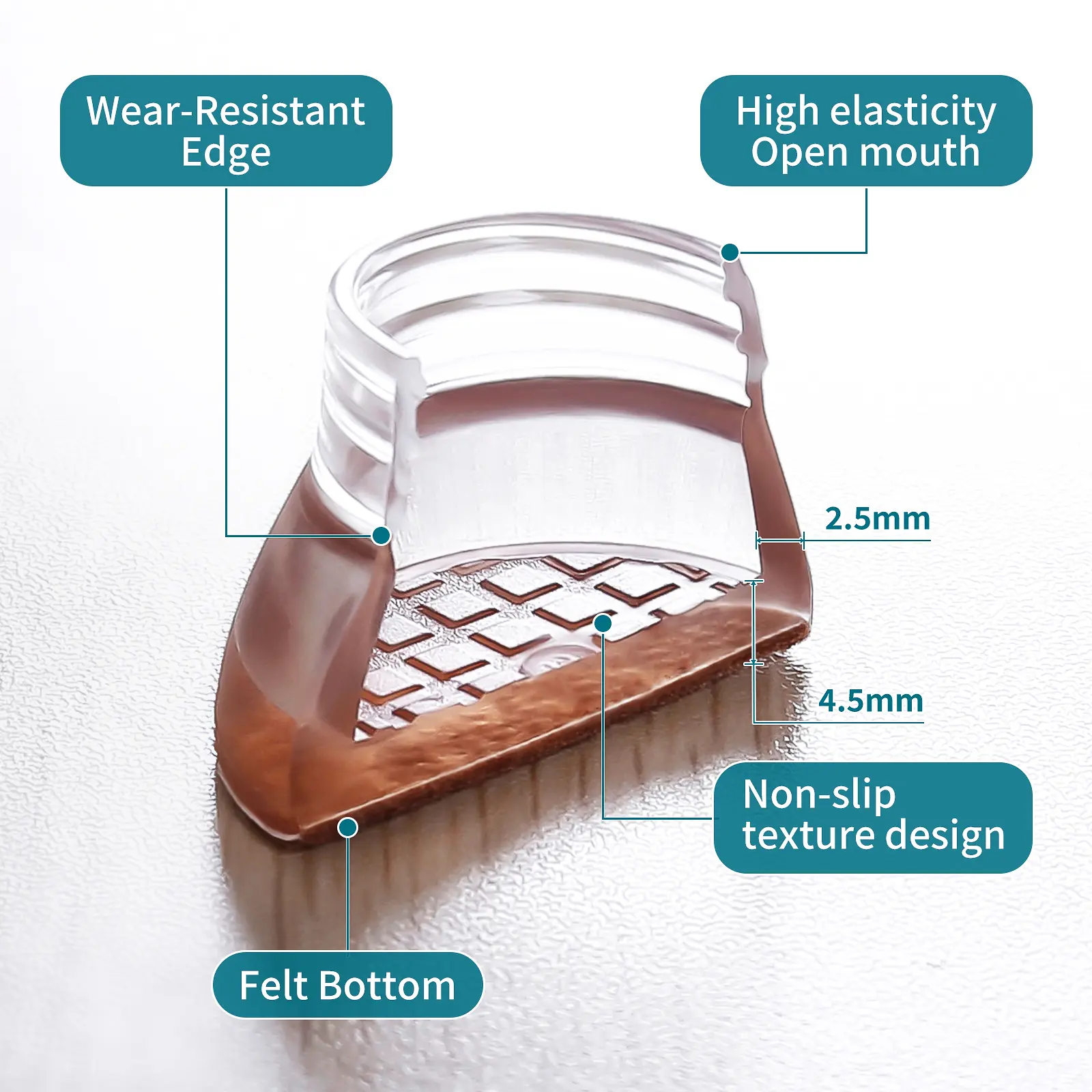 16PCS Chair Leg Protectors Foldable Silicone Felt Furniture Leg Cover Pad Anti-Scratch Smooth Moving for Hardwood Floors