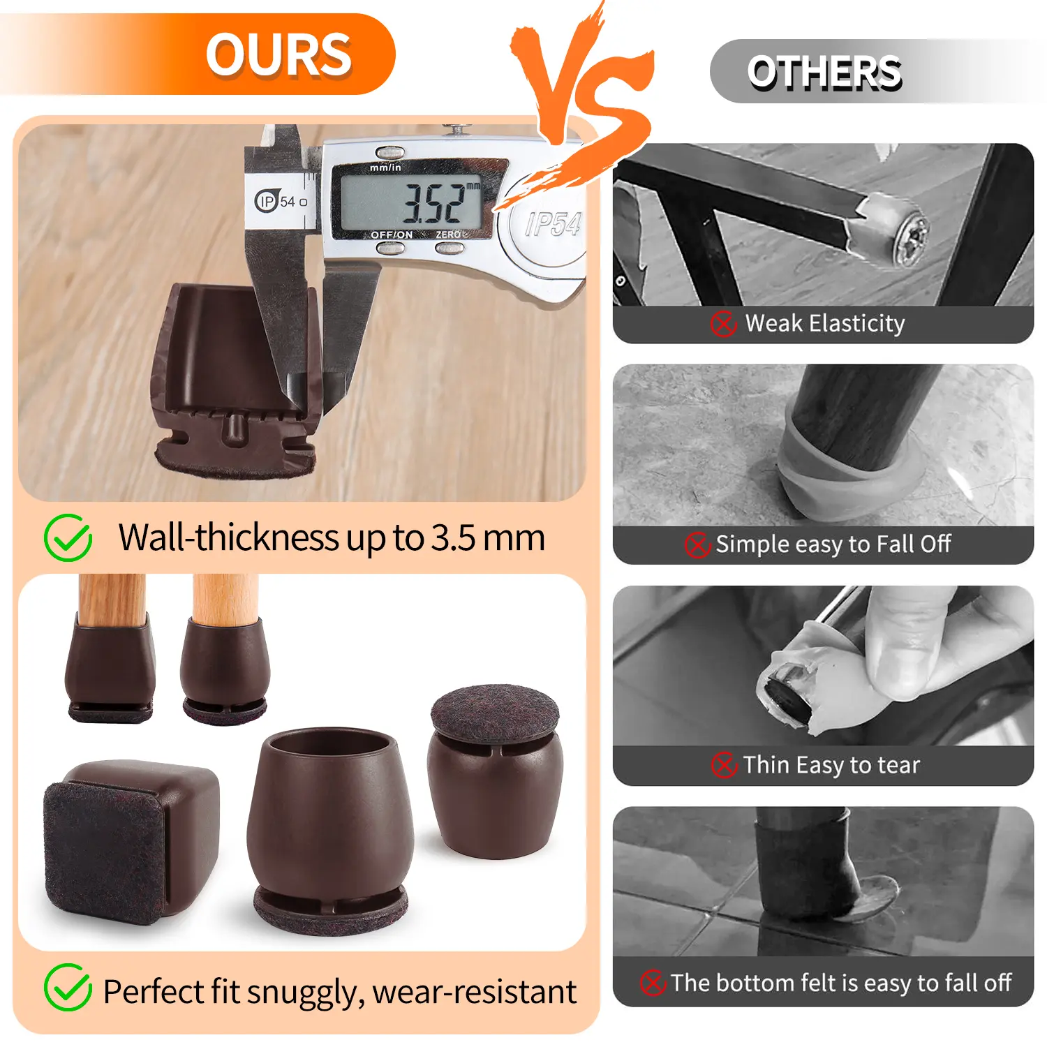 16PCS Silicone Anti-Slip Chair Legs Cover Furniture Sofa Slanted Feet Mat Wood Floor From Scratches Protectors Pads Home Decor