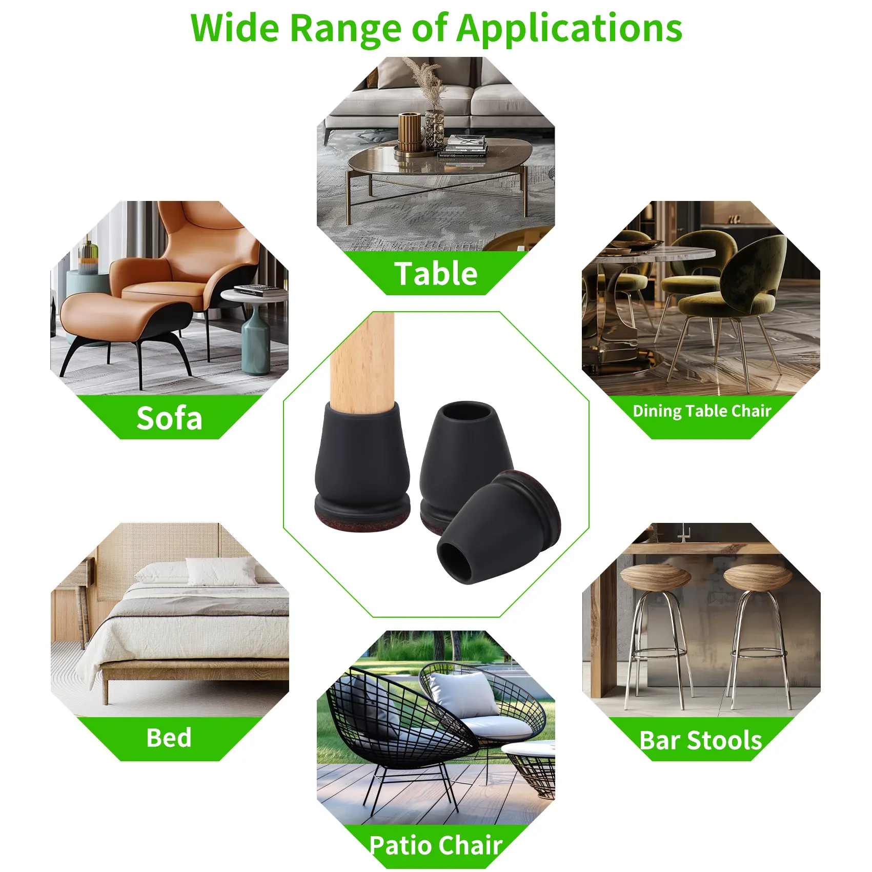 16PCS Silicone Chair Legs Pads Non-Slip Felt Chair Feet Caps Furniture Floor Protectors No Scratches Reduce Noise Home Decor