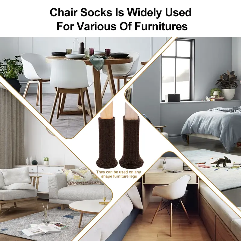 16PCS Chair Legs Socks Knitted Furniture Feet Floor Protectors Anti-Slip Pads Silent Thicken Table Chair Leg Socks Covers