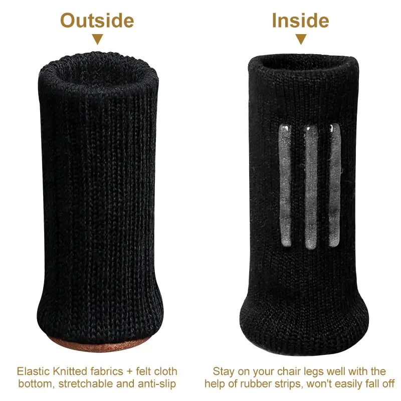 16PCS Chair Legs Socks Knitted Furniture Feet Floor Protectors Anti-Slip Pads Silent Thicken Table Chair Leg Socks Covers