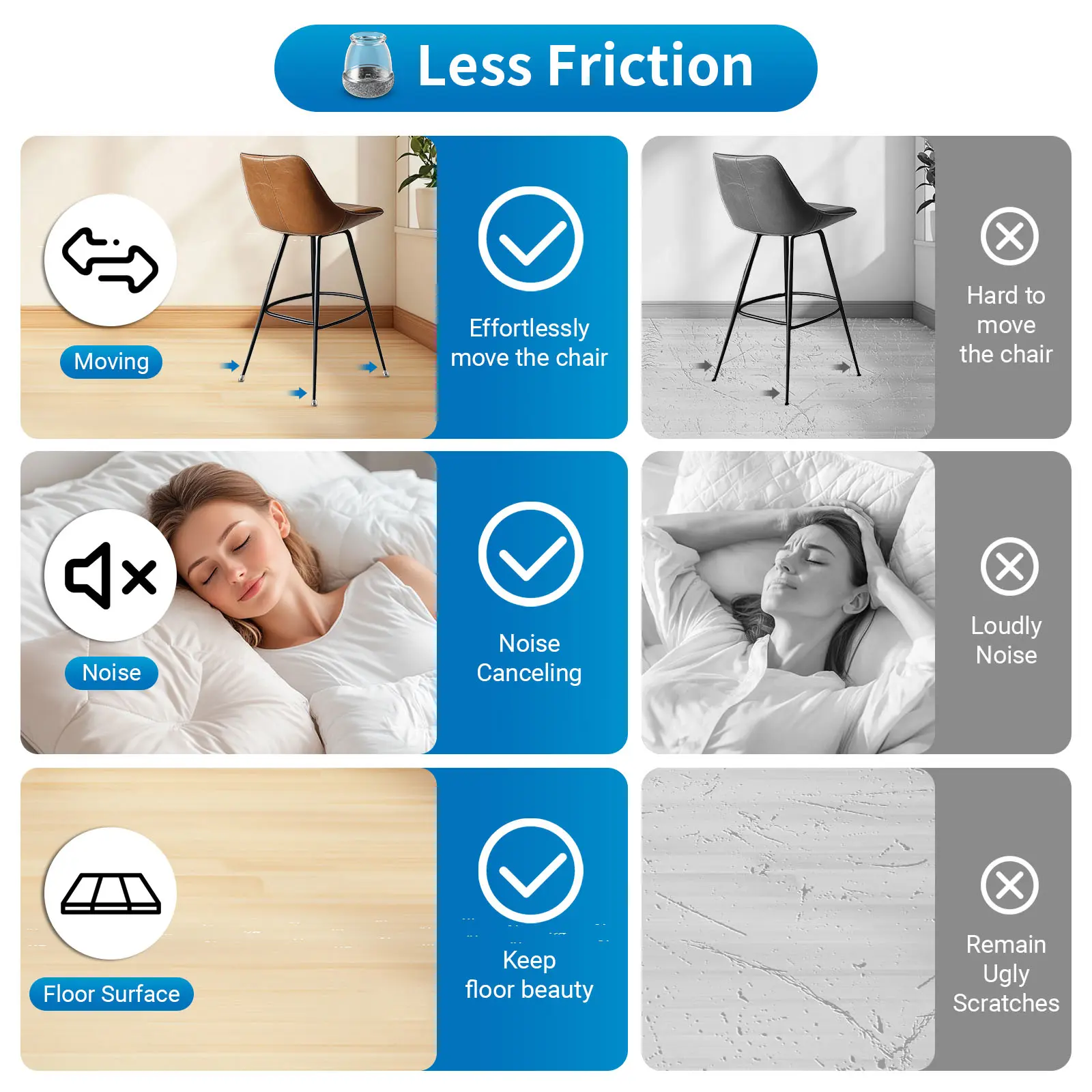 16PCS Extra Small Round Chair Leg Protectors Felt Silicone Chair Leg Covers Non-Slip to Protect Hardwood Floors from Scratches
