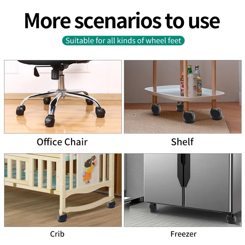 Felt Bottom Furniture Wheel Caster Cups Sofa Bed Office Chair Wheels Stopper Floor Protectors Covers Silicone Prevents Scratches