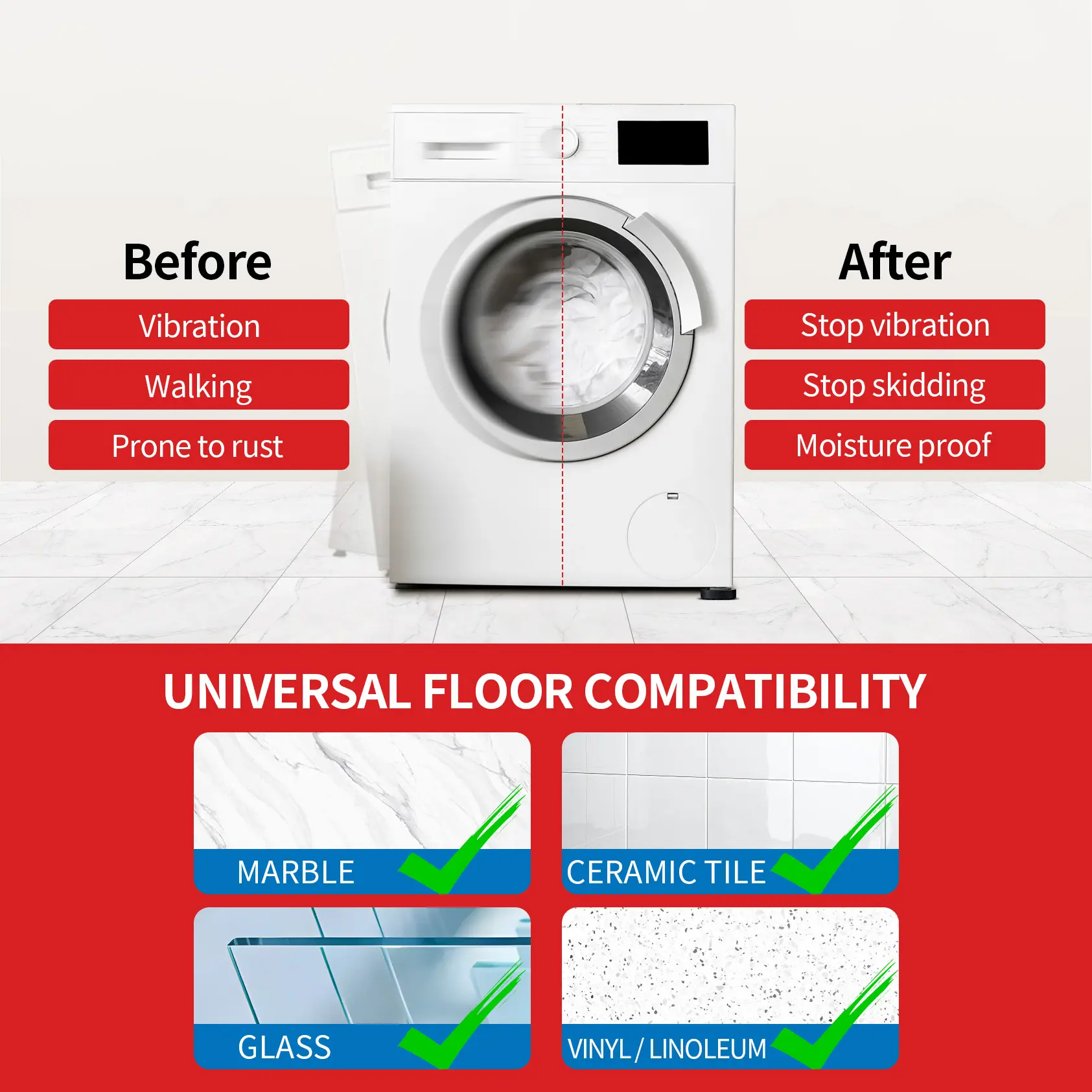 Anti-Vibration Washing Machine Feet Pad Silicone Non-Slip Mat Universal Silent Heightened Mat Refrigerator Feet Fixed Pad