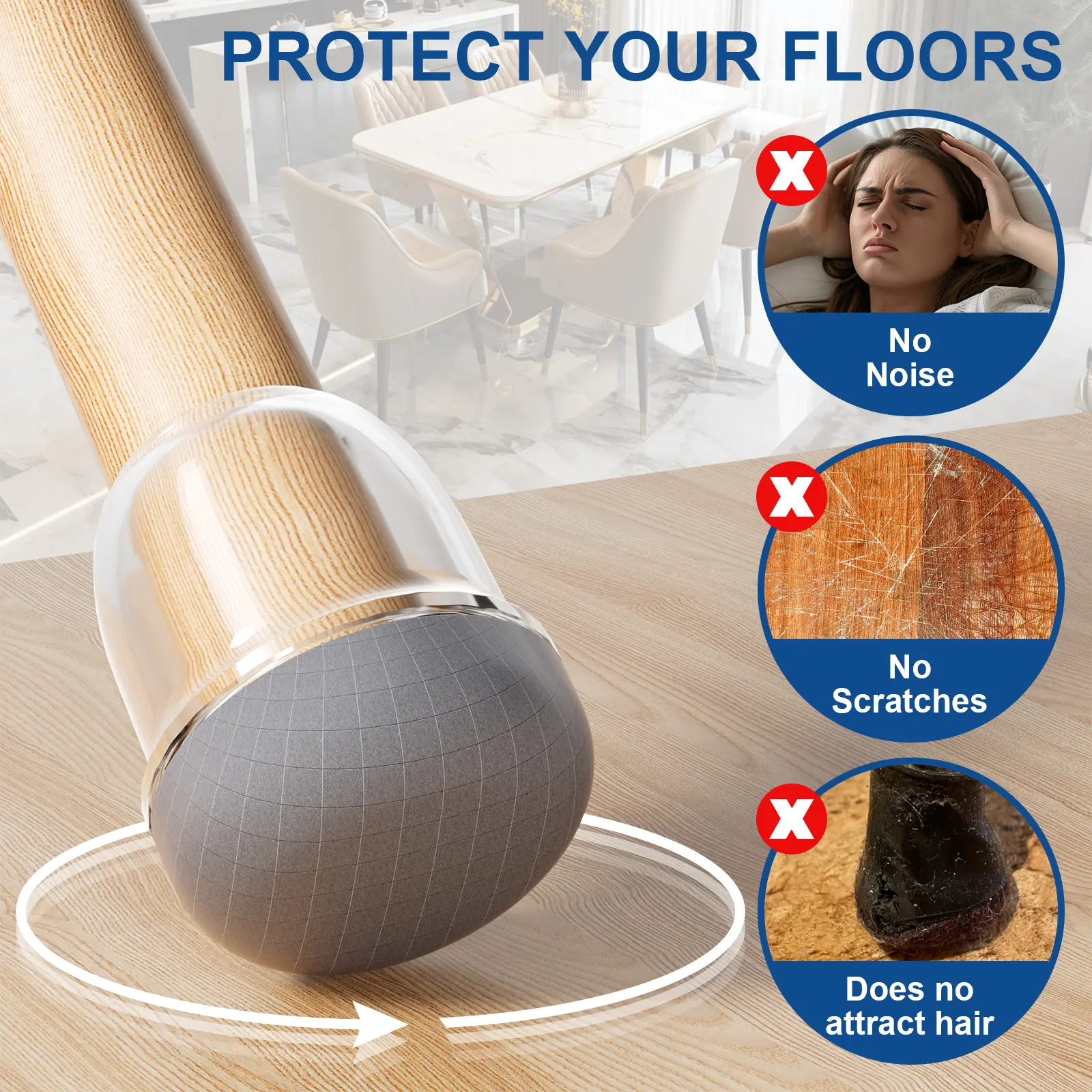 16PCS Chair Leg Protectors Non-Stick Hair Graphene Nylon Bottom Furniture Leg Cover Pad for Protecting Floors from Scratches