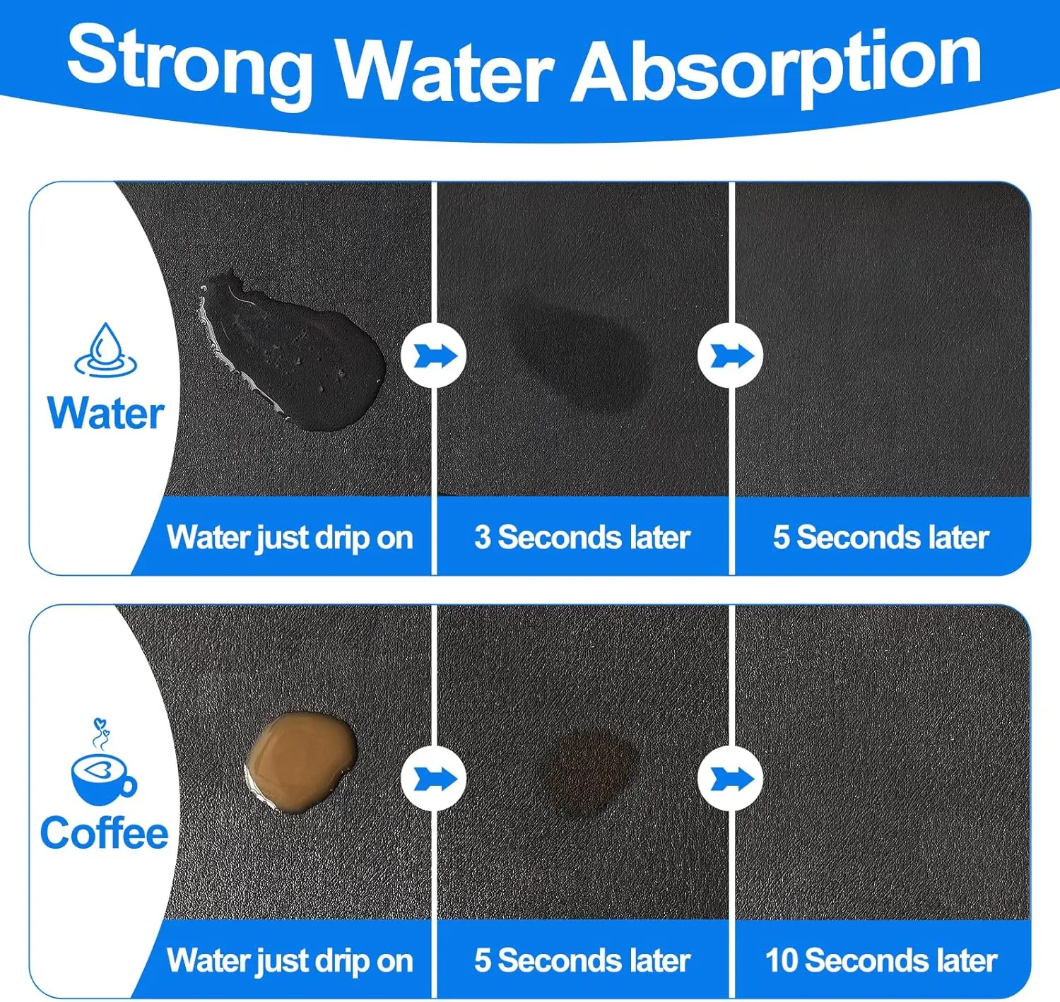 Super Absorbent Rubber Kitchen Absorbent Mat Anti-Slip Draining Coffee Dish Drying Tableware Mat Quick Dry Bathroom Drain Pad