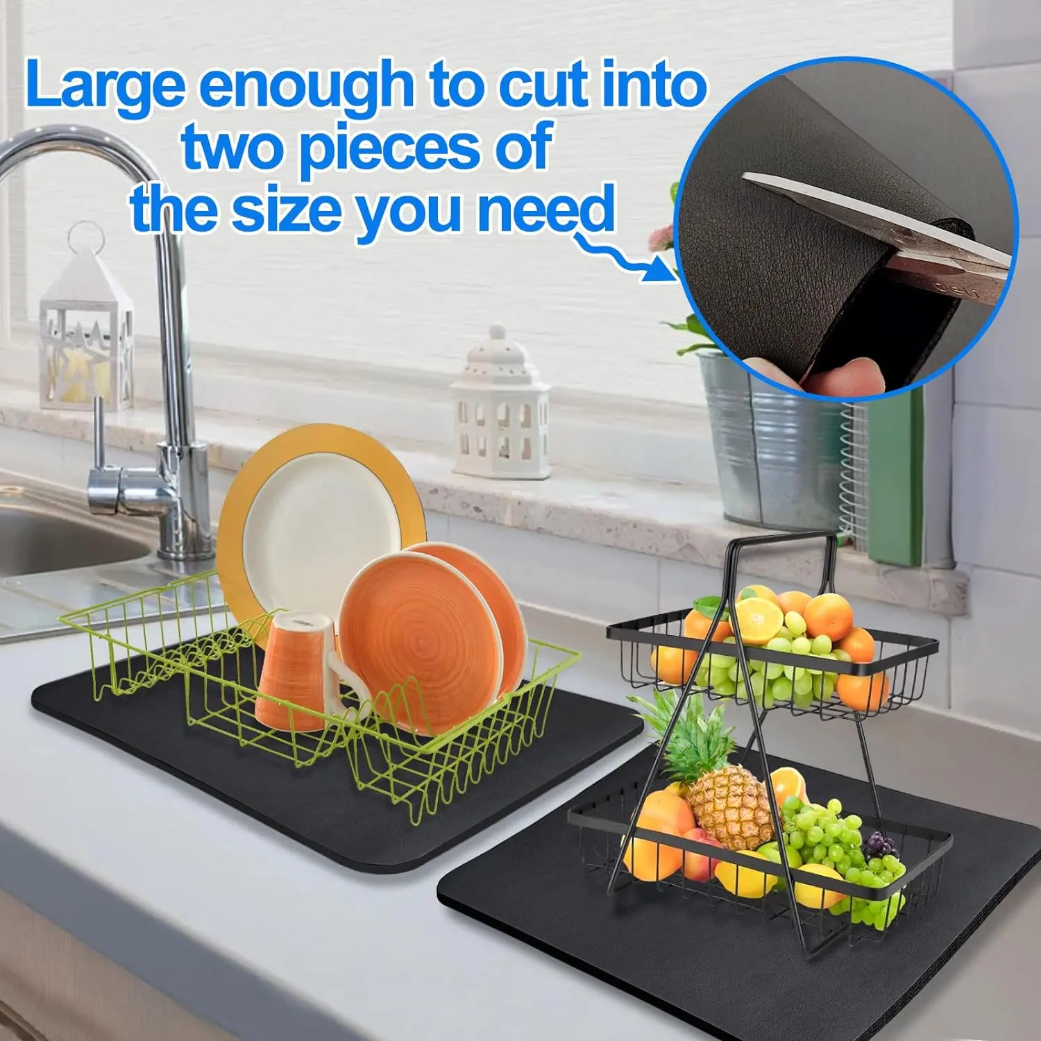 Super Absorbent Rubber Kitchen Absorbent Mat Anti-Slip Draining Coffee Dish Drying Tableware Mat Quick Dry Bathroom Drain Pad