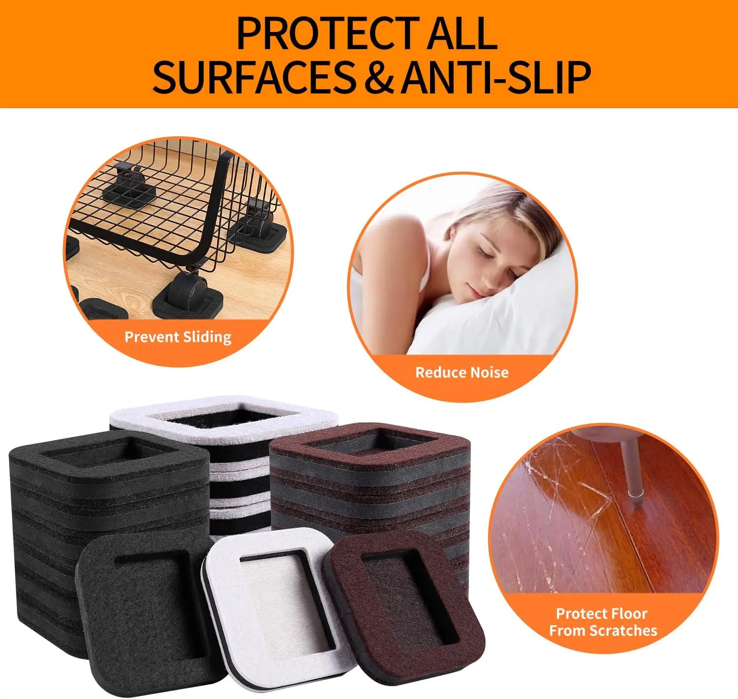 Felt Pads Furniture Caster Cups Floor Protectors Office Chair Bed Wheels Stopper Furniture Prevents Scratches Wood Floor Carpet
