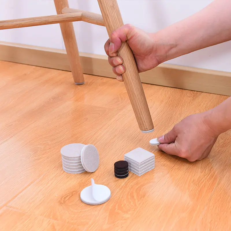 Self Adhesive Round Furniture Chair Leg Felt Pads Cover Caps Table Feet Floor Protectors 5mm Bottom Anti-Slip Pads for Furniture