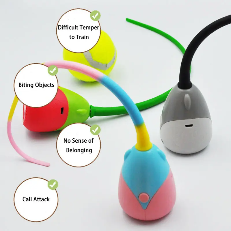 Interactive Cat Toy USB Electric Intelligent Rolling Ball Toy Cats Pet Silicone Automatic Rotate Mouse Tail Kitten Teaser Stick