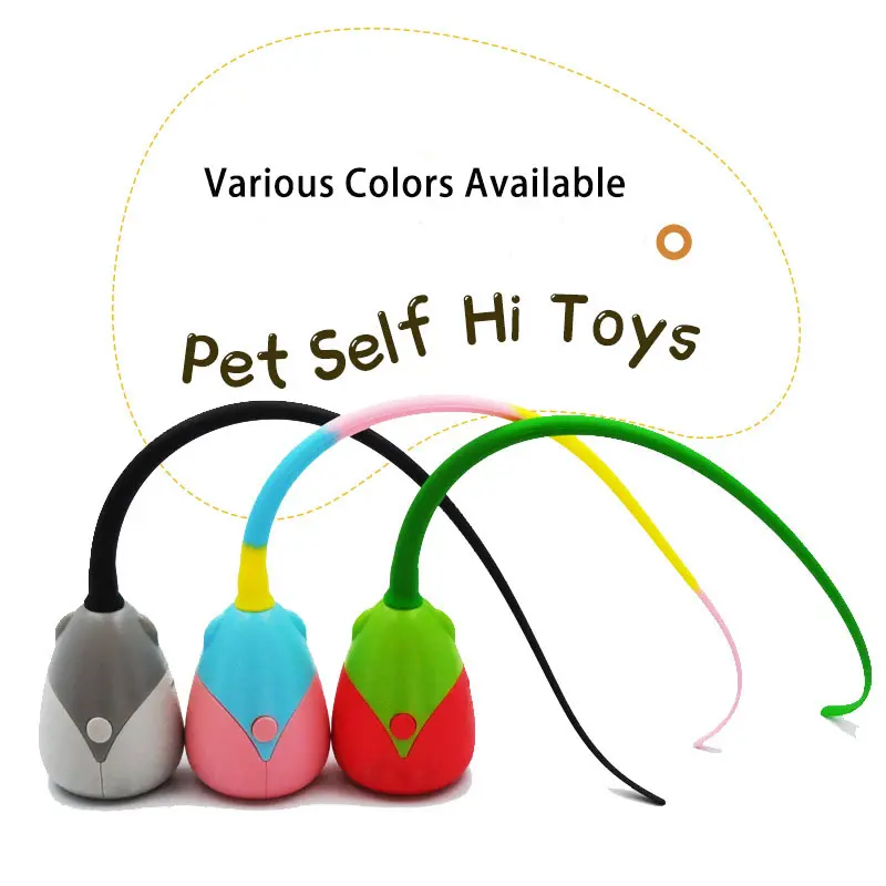 Interactive Cat Toy USB Electric Intelligent Rolling Ball Toy Cats Pet Silicone Automatic Rotate Mouse Tail Kitten Teaser Stick