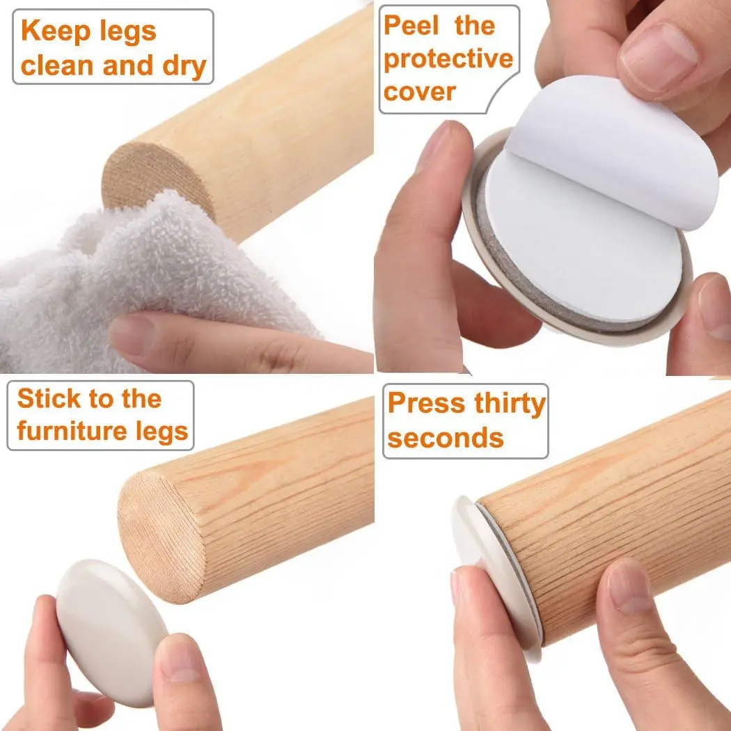 24PCS Round Furniture Gliders Self Adhesive Moving Sliders Floor Chair Sofa Mat Slider Pad Furniture Table Base Protectors