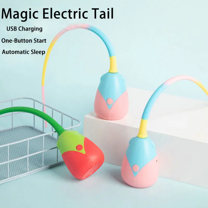Interactive Cat Toy USB Electric Intelligent Rolling Ball Toy Cats Pet Silicone Automatic Rotate Mouse Tail Kitten Teaser Stick