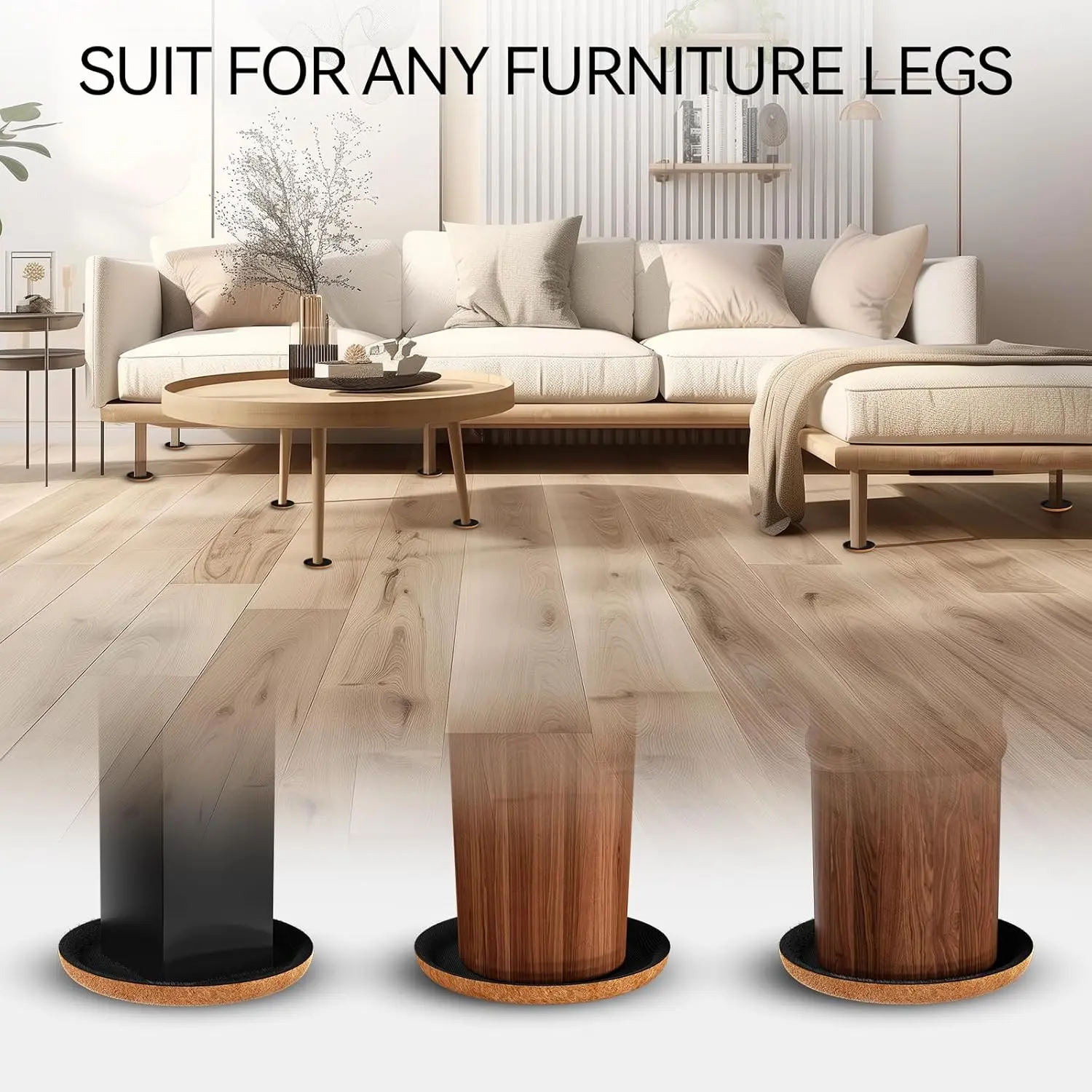 8PCS Felt Furniture Slider Pads for Hardwood Floor Heavy Duty Table Sofa Leg Moving Gliders Anti-Abrasion Floor Protector Mat