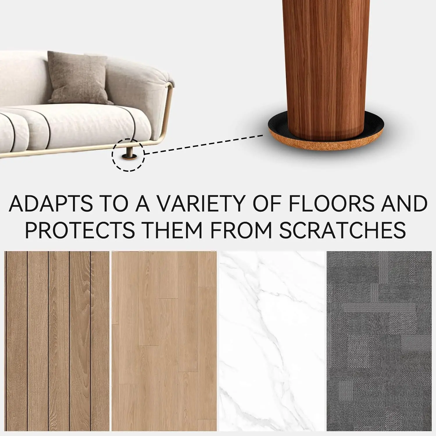 8PCS Felt Furniture Slider Pads for Hardwood Floor Heavy Duty Table Sofa Leg Moving Gliders Anti-Abrasion Floor Protector Mat