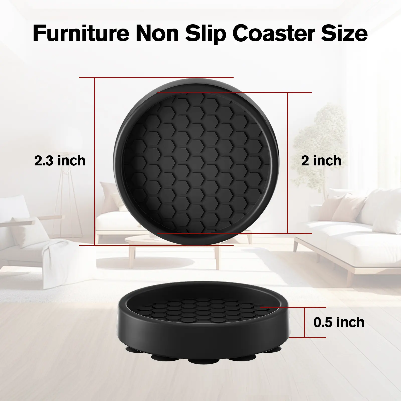 4PCS Round Rubber Furniture Coaster with Strong Adsorption Suction Cup Anti-Slip Furniture Caster Cup Bed Stopper Protectors
