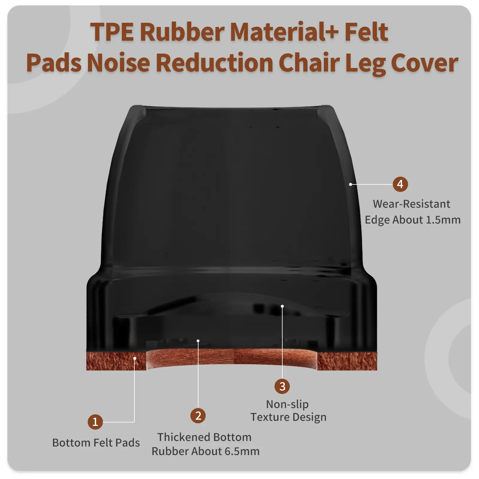 16PCS Silicone Chair Leg Caps for Hardwood Floors Non-Slip Thicken Felt Furniture Feet Protectors Pad Reduce Noise Scratches