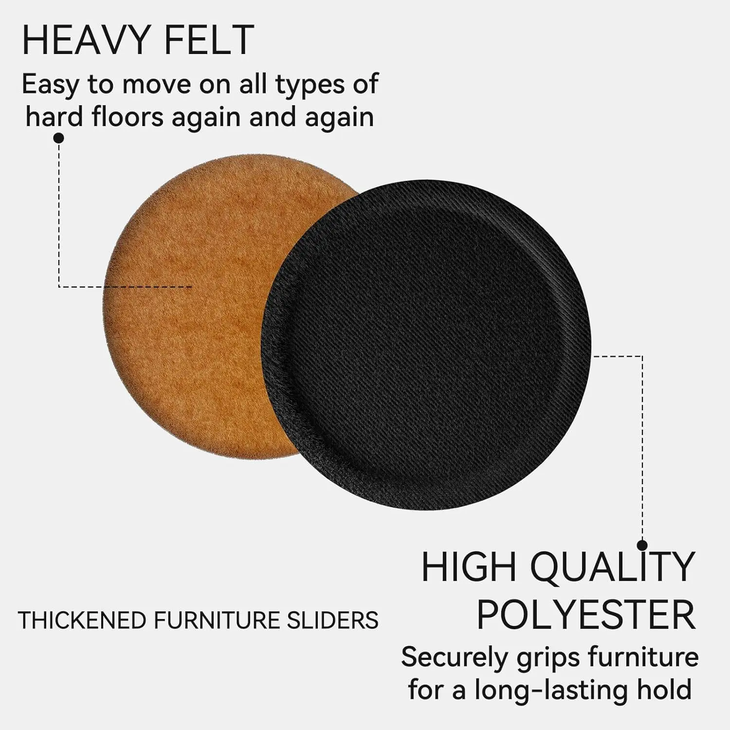 8PCS Felt Furniture Slider Pads for Hardwood Floor Heavy Duty Table Sofa Leg Moving Gliders Anti-Abrasion Floor Protector Mat