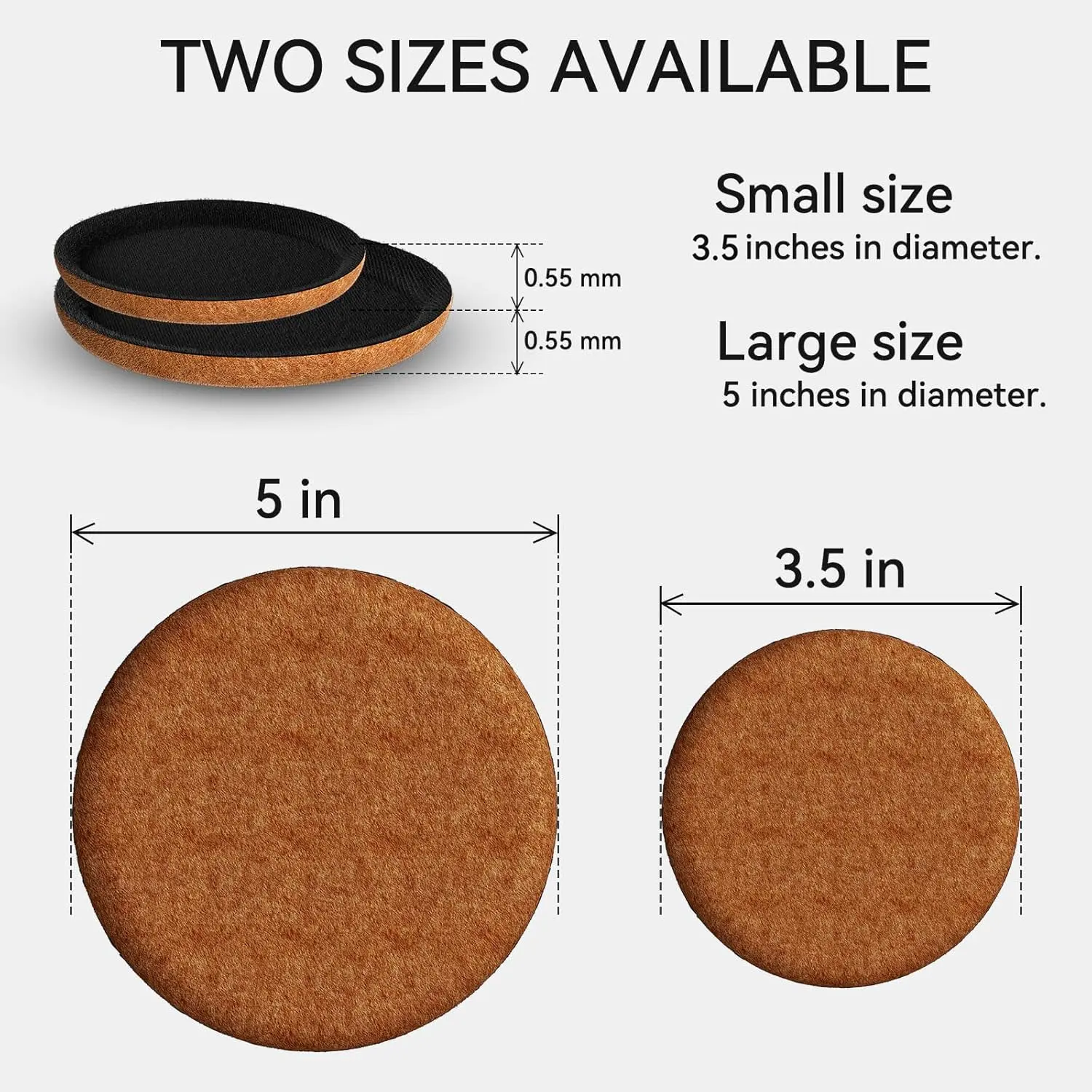 8PCS Felt Furniture Slider Pads for Hardwood Floor Heavy Duty Table Sofa Leg Moving Gliders Anti-Abrasion Floor Protector Mat