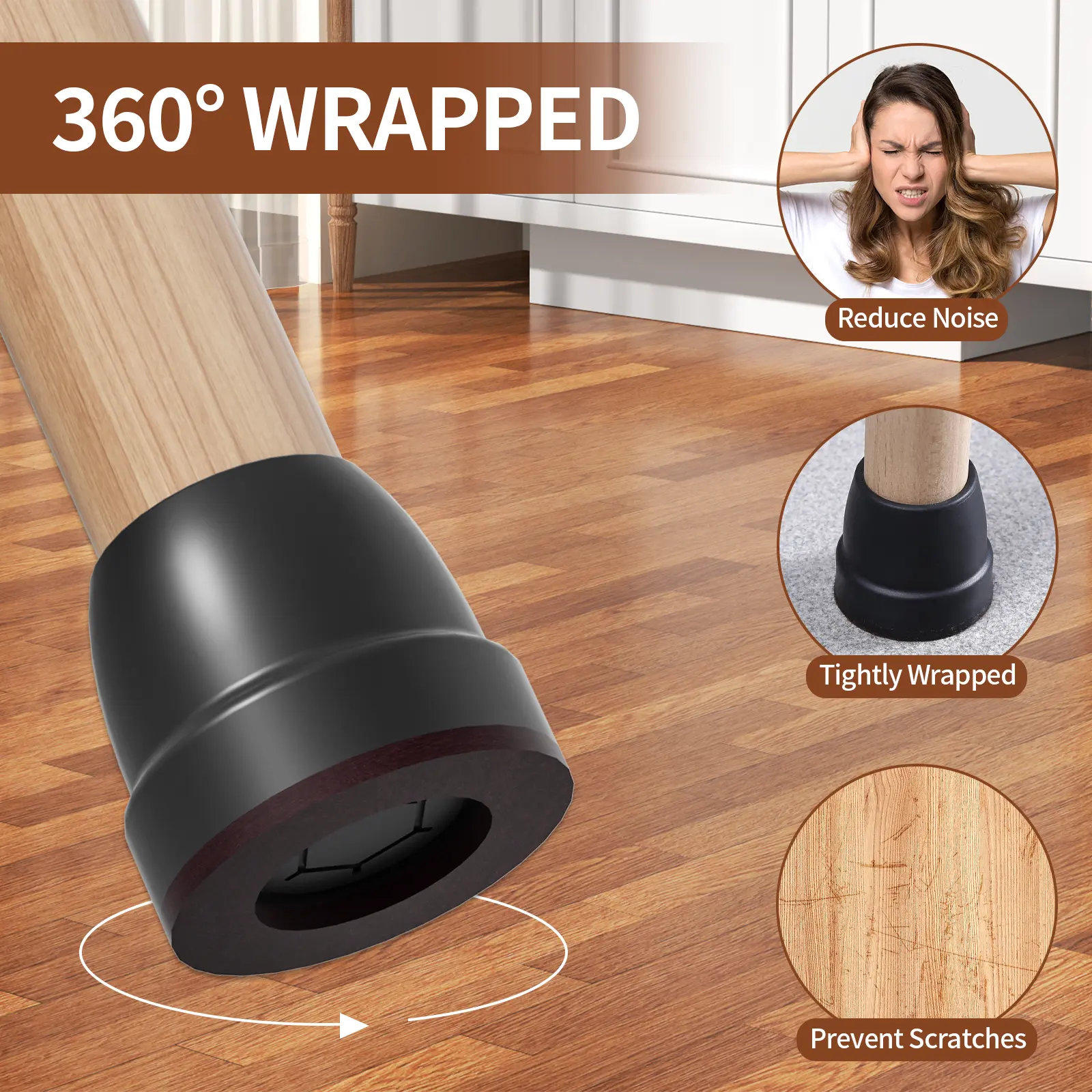 16PCS Silicone Chair Leg Caps for Hardwood Floors Non-Slip Thicken Felt Furniture Feet Protectors Pad Reduce Noise Scratches