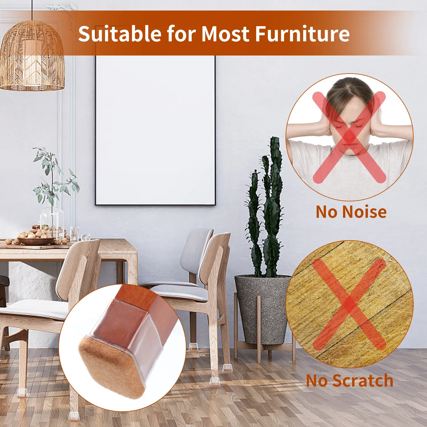 16PCS Rectangle Chair Leg Caps Silicone Anti-Slip Felt Furniture Floor Protector Pads Table Feet Cover from Scratches Home Decor