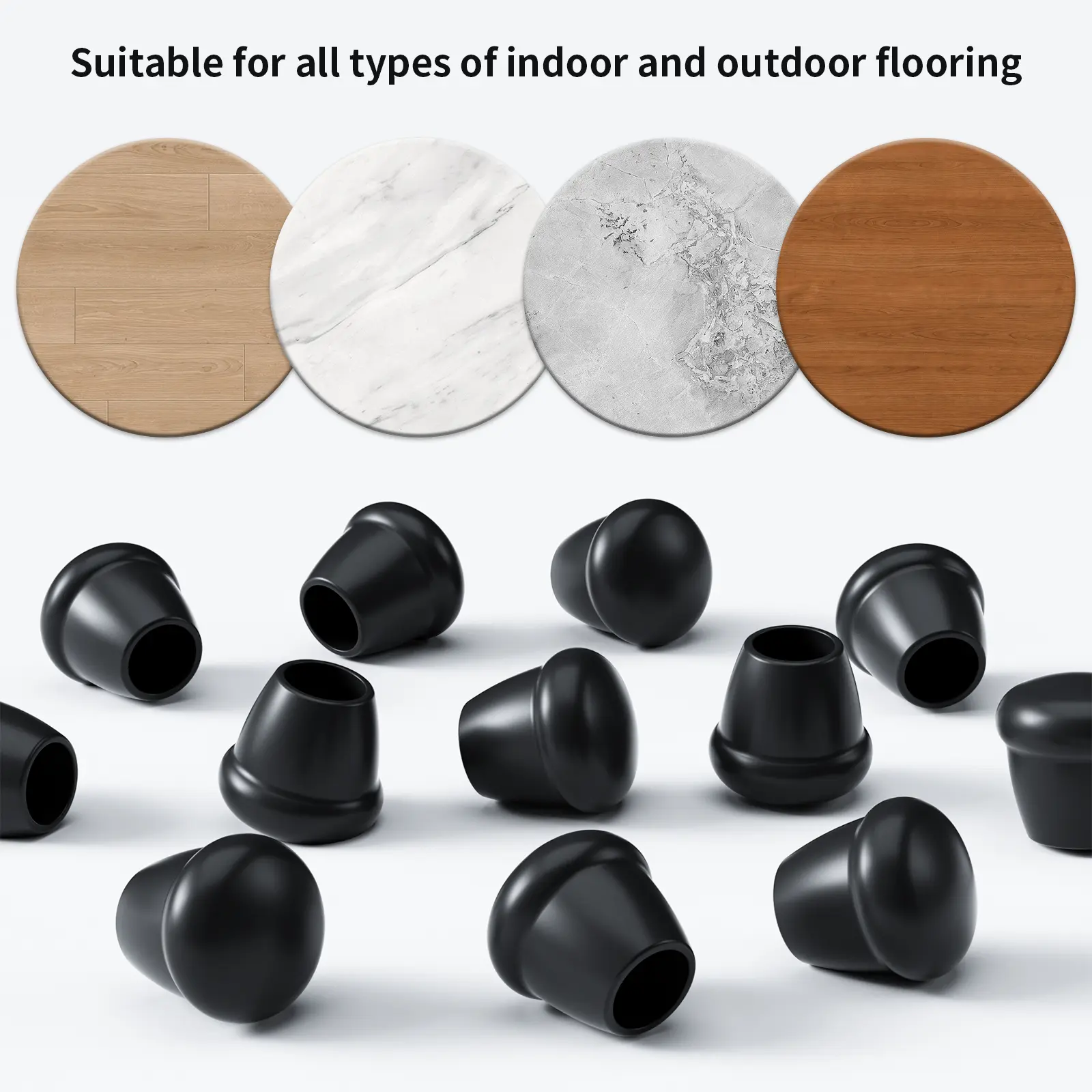16PCS Round Silicone Chair Leg Tips Caps Anti-Scratch Non-Slip Folding Metal Chair Leg Covers Replacement for Hardwood Floor