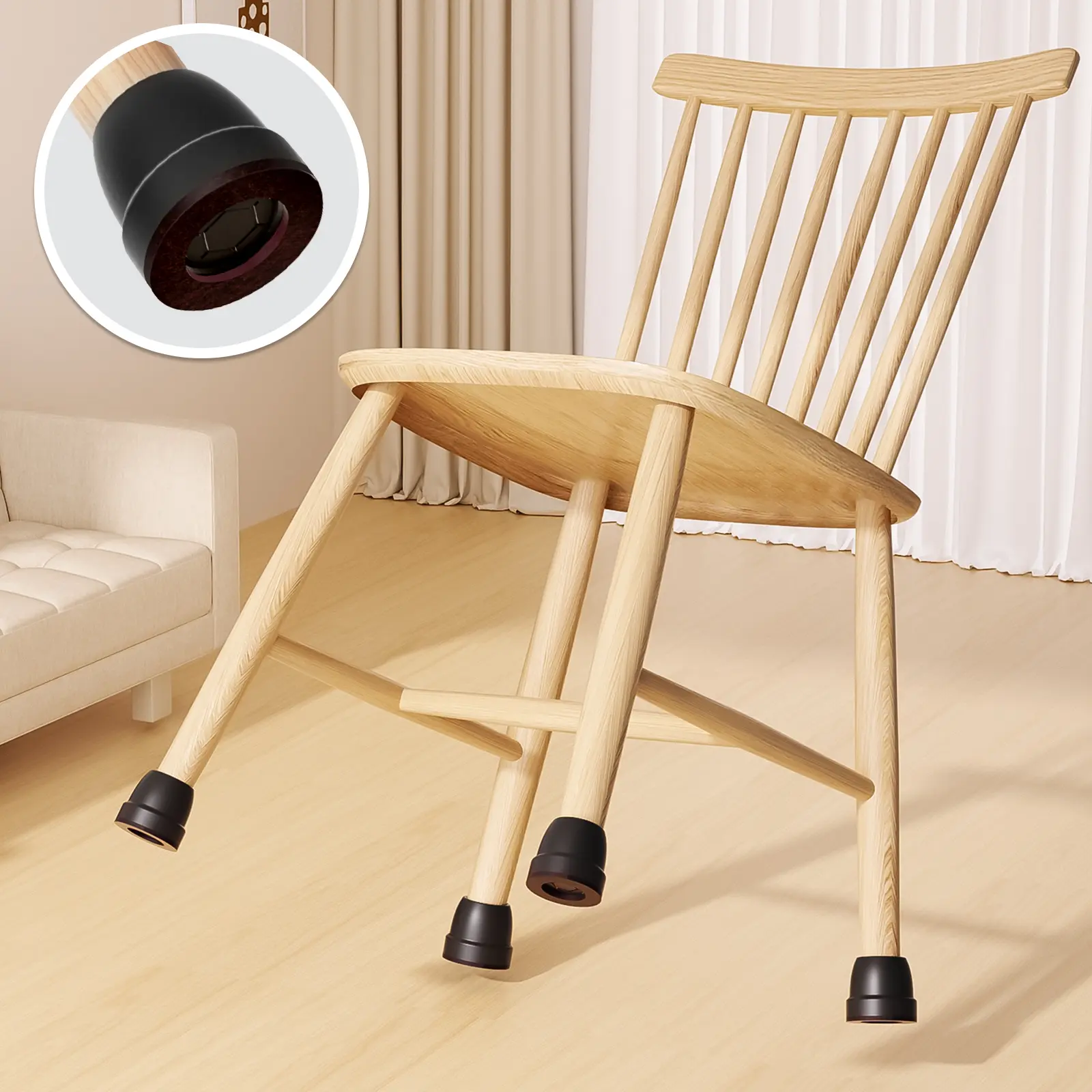 16PCS Silicone Chair Leg Caps for Hardwood Floors Non-Slip Thicken Felt Furniture Feet Protectors Pad Reduce Noise Scratches