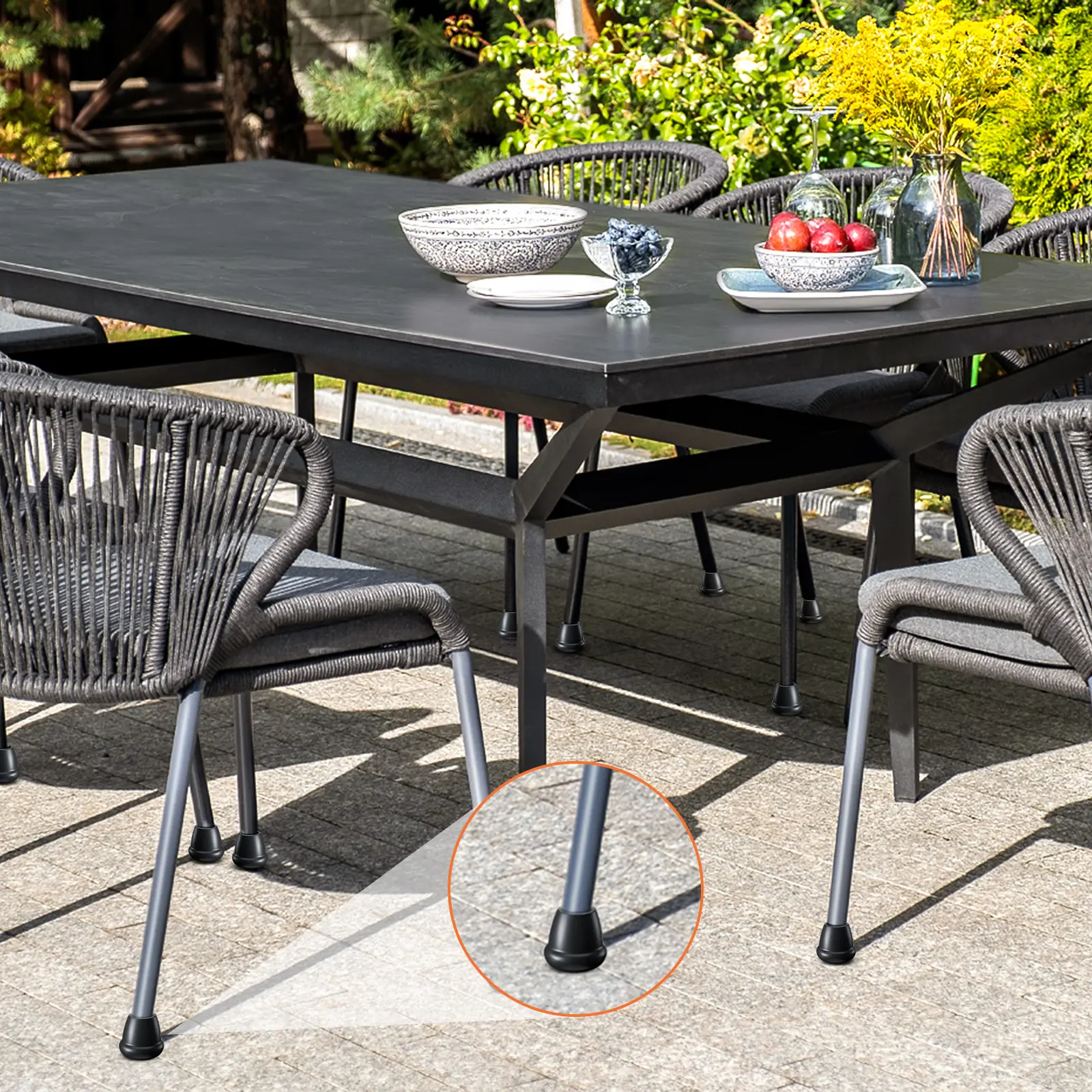 16PCS Round Silicone Chair Leg Tips Caps Anti-Scratch Non-Slip Folding Metal Chair Leg Covers Replacement for Hardwood Floor