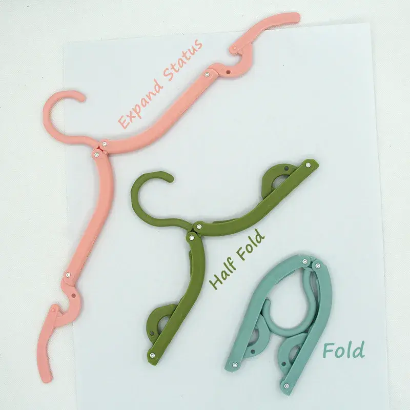 New Folding Hanger Set With Clip ​for Clothes Drying Folding Hanger Rack Travel Folding Telescopic Portable Clothes Drying Rack