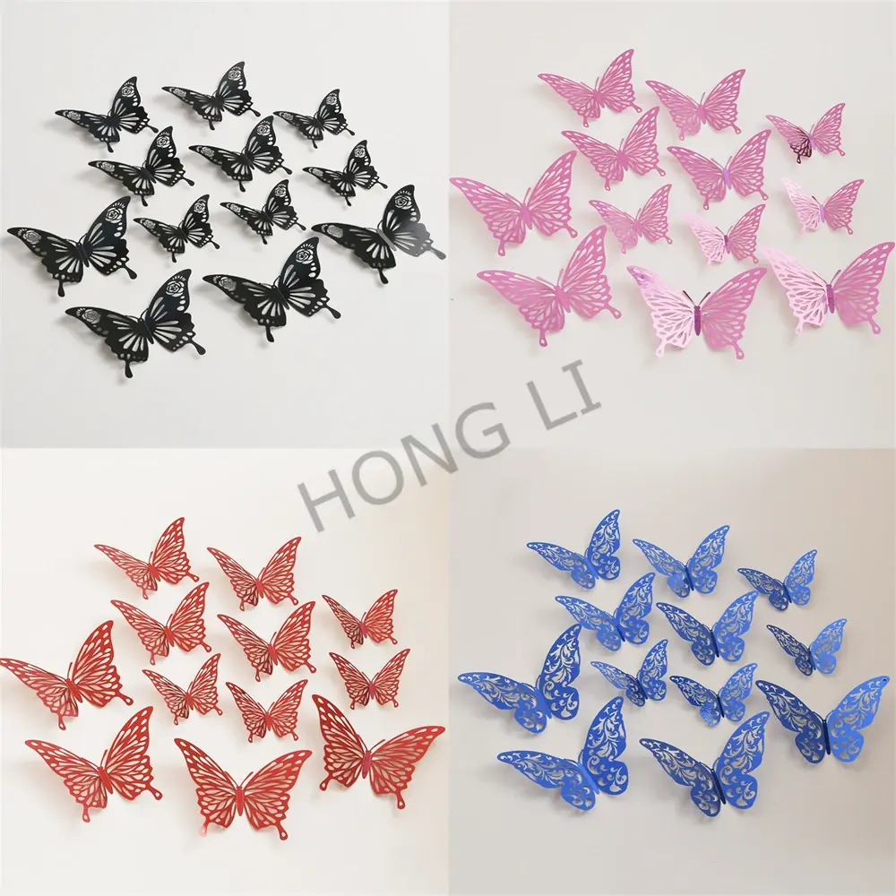 3D hollowed out butterfly decorative wall sticker simulated butterfly self-adhesive wall sticker for bedroom living room walls