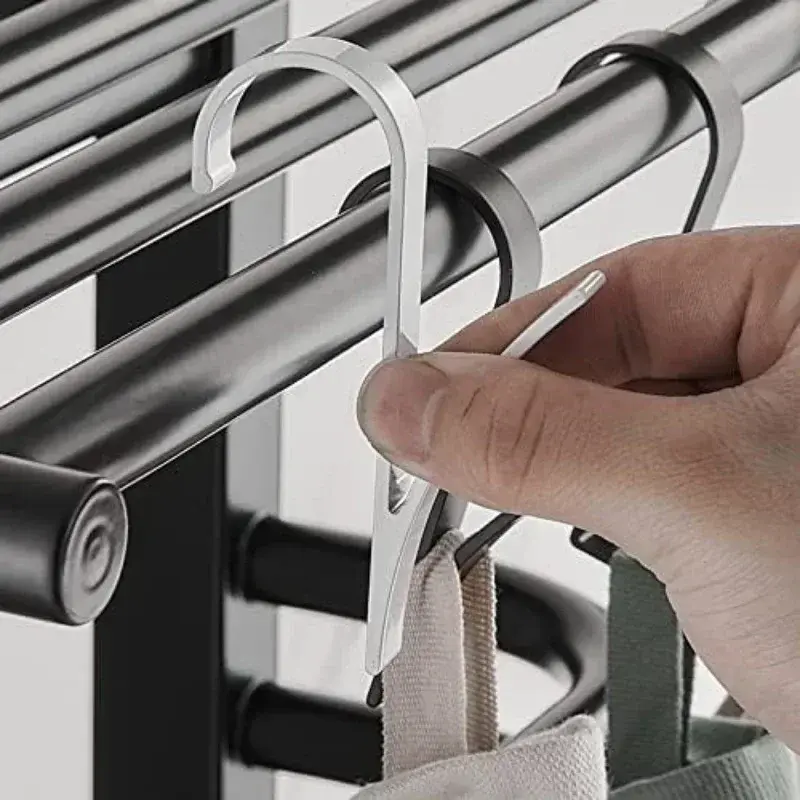 2/4Pcs S-Shaped Hanging Hooks Towel Radiator Rail White/Transparent/Black Storage Racks Wardrobe Bathroom Hanger Clips Tools