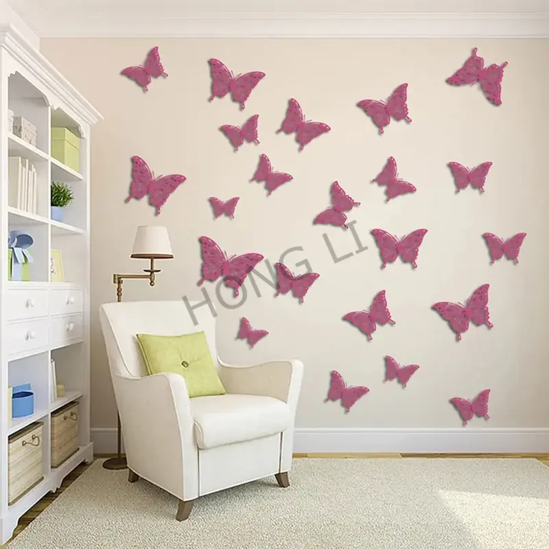 3D hollowed out butterfly decorative wall sticker simulated butterfly self-adhesive wall sticker for bedroom living room walls