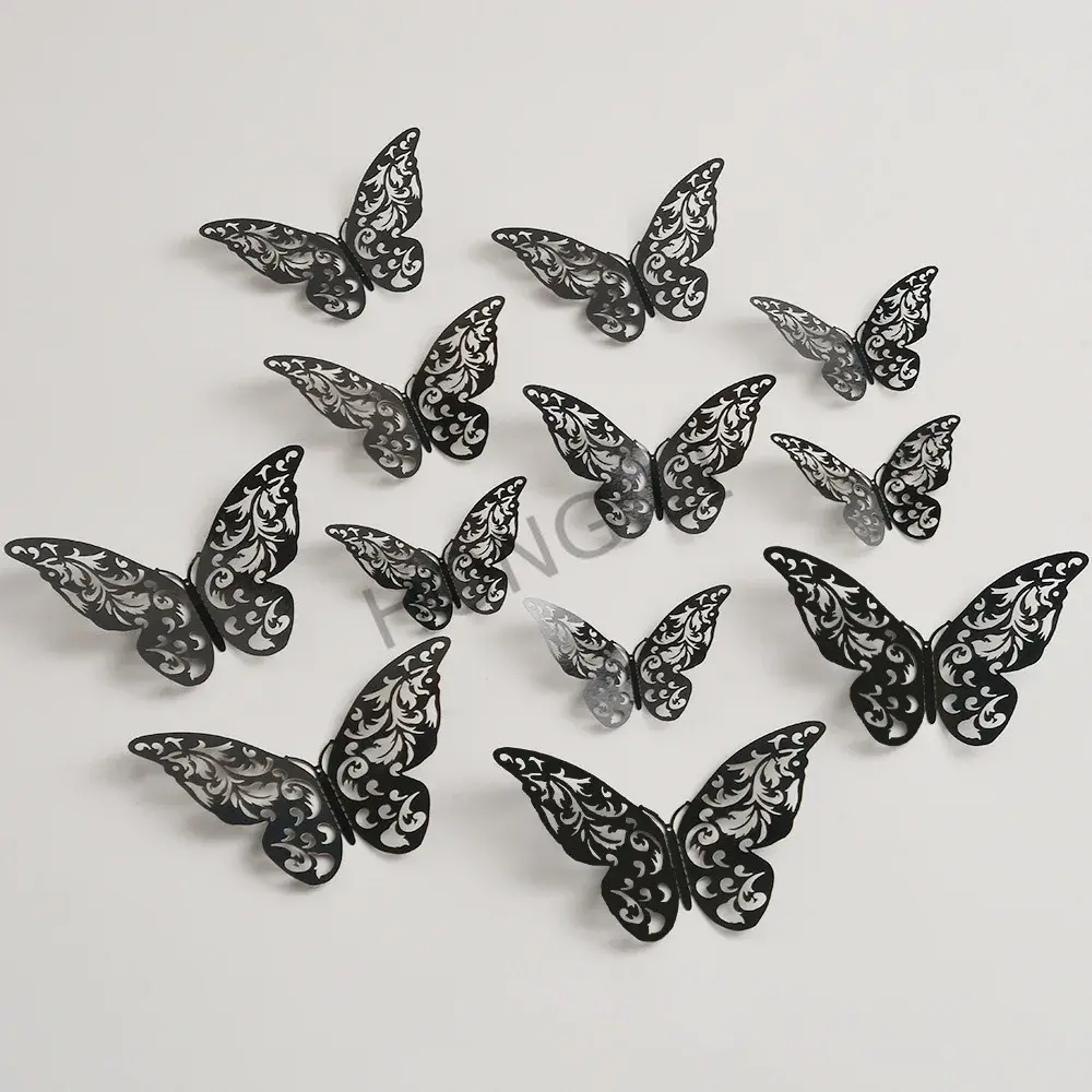 3D hollowed out butterfly decorative wall sticker simulated butterfly self-adhesive wall sticker for bedroom living room walls
