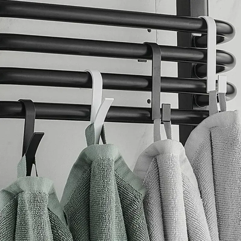 2/4Pcs S-Shaped Hanging Hooks Towel Radiator Rail White/Transparent/Black Storage Racks Wardrobe Bathroom Hanger Clips Tools