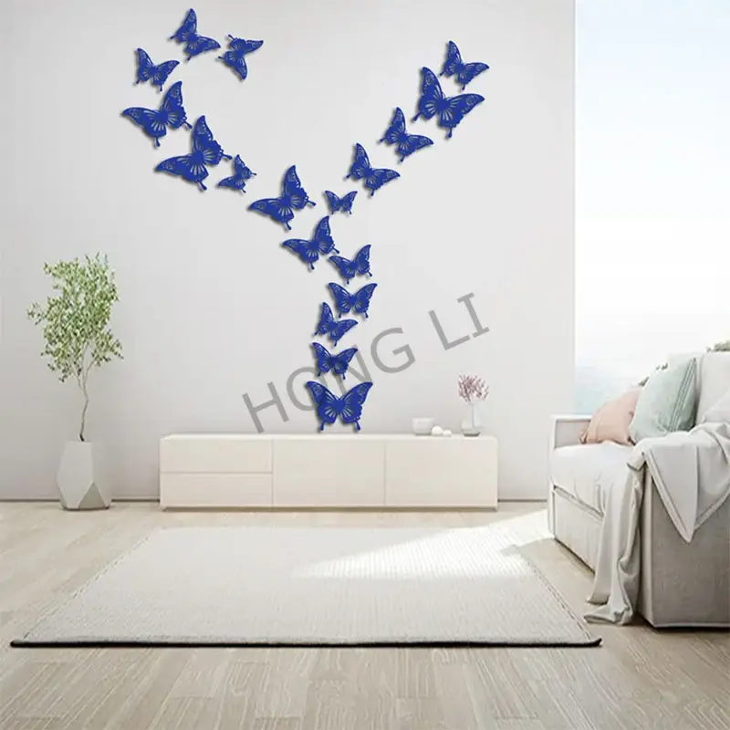 3D hollowed out butterfly decorative wall sticker simulated butterfly self-adhesive wall sticker for bedroom living room walls
