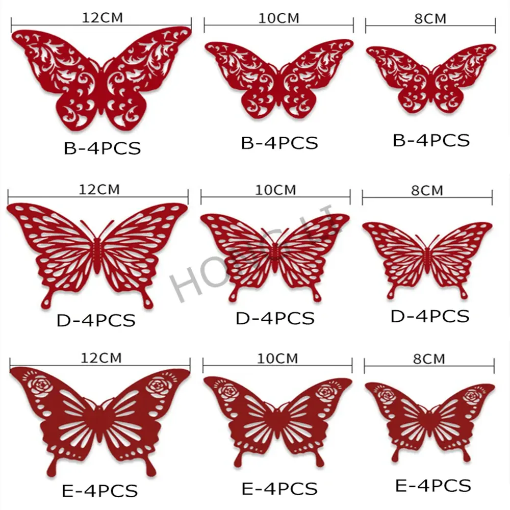 3D hollowed out butterfly decorative wall sticker simulated butterfly self-adhesive wall sticker for bedroom living room walls