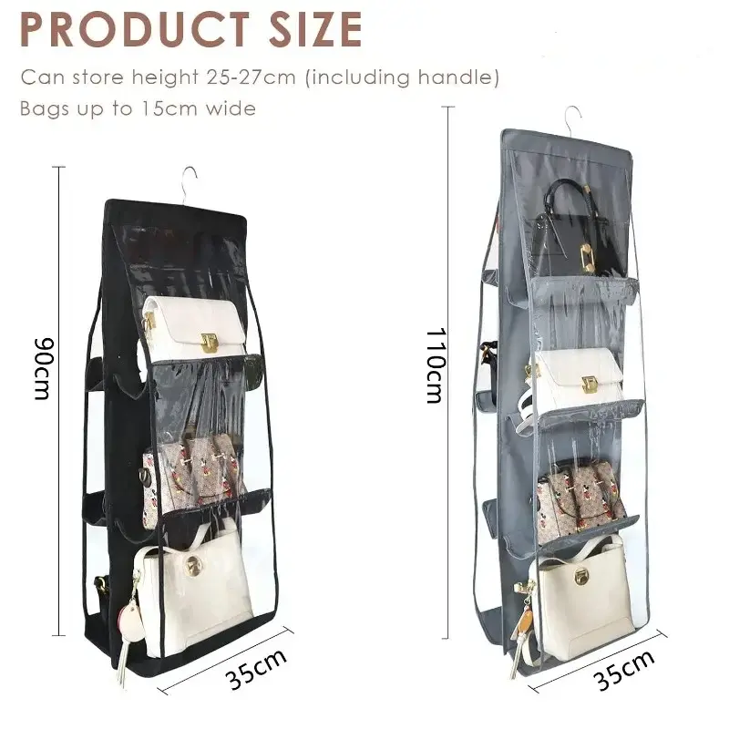 1pcs Handbag Hanging Organizer Hanging PurseOrganizer for Closet Organizers Bag StorageHanger Oxford Cloth Closet Bag Organizer