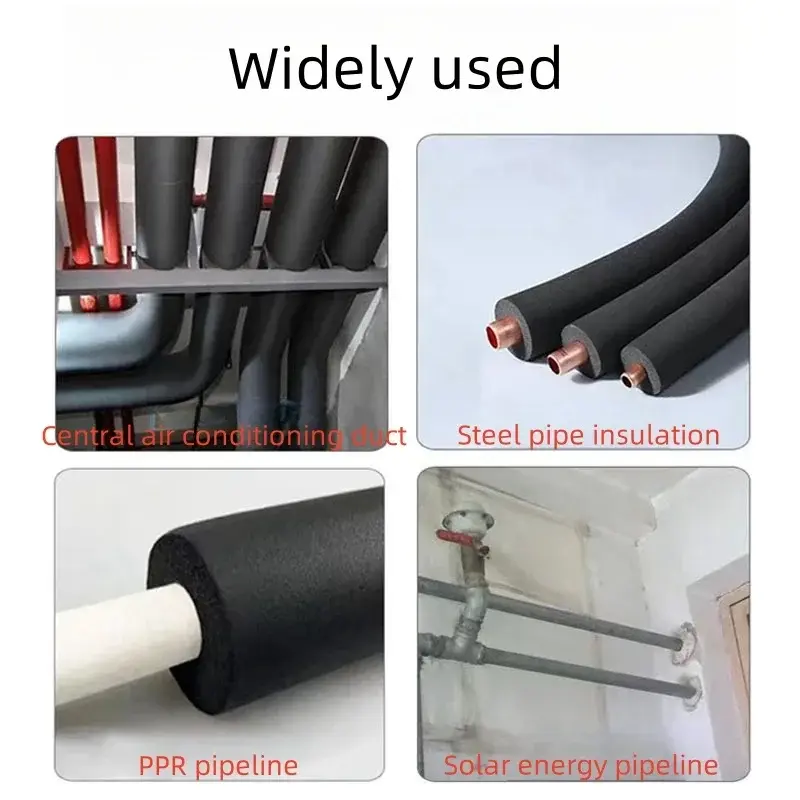 1.8M Sponge Rubber Pipe Black Waterproof Pipeline Holder Thermal Insulation Tubular Protective Sleeve Tube Protector