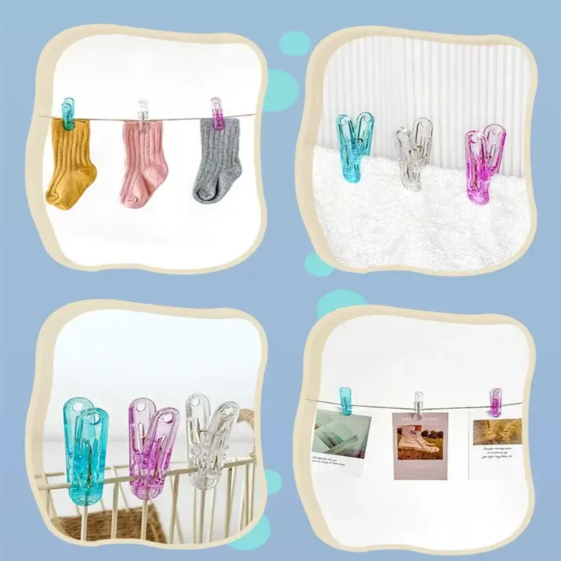 30pcs New Plastic clip Acrylic clothes drying household multifunctional transparent clip drying blankets socks dormitory clip
