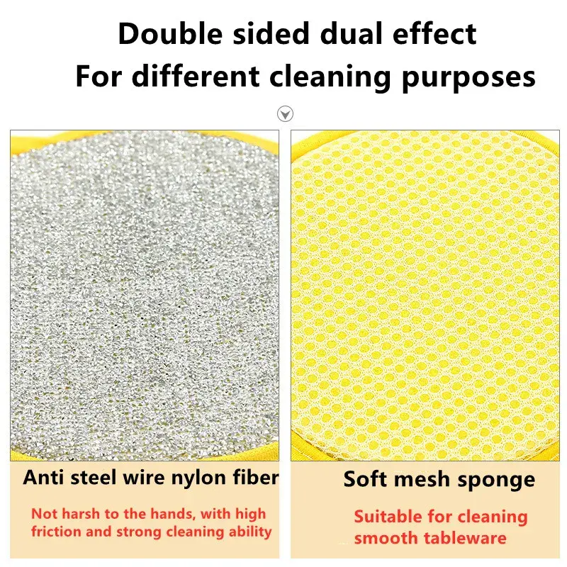 Double Side Dishwashing Sponge Dish Washing Brush Pan Pot Dish Wash Pad Dishcloth Household Cleaning Sponges Wipes Kitchen Tools