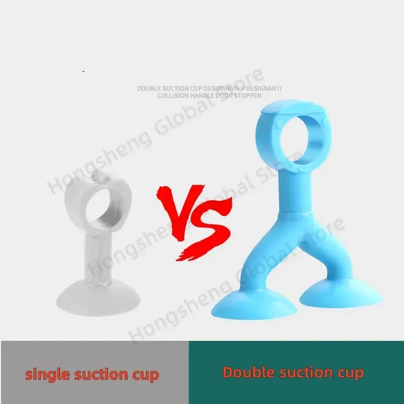 Strong double suction cup Door Stopper anti damage wall protector Punch-free Soft Silicone door handle bumper furniture Hardware