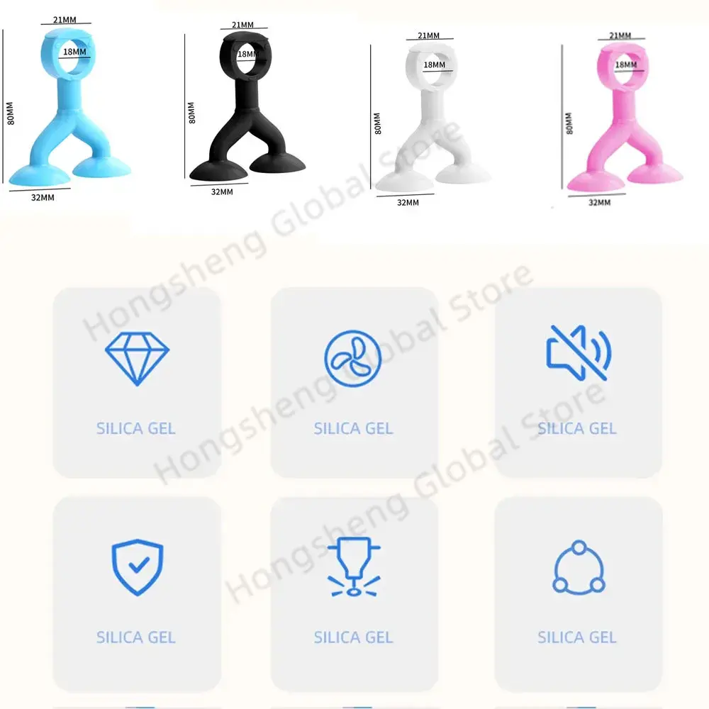 Strong double suction cup Door Stopper anti damage wall protector Punch-free Soft Silicone door handle bumper furniture Hardware