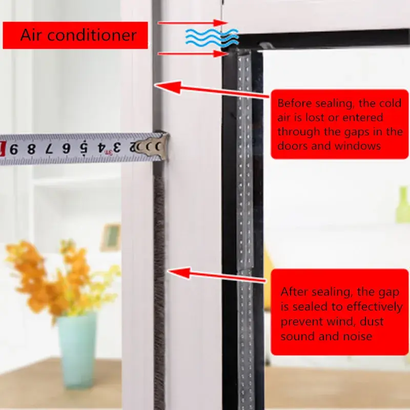 10/5Meters Brush Strip Self Adhesive Door Window Sealing Strip Home Door Window Sound Insulation Seal Film Door Weather Strip