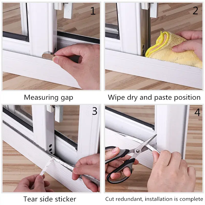 10/5Meters Brush Strip Self Adhesive Door Window Sealing Strip Home Door Window Sound Insulation Seal Film Door Weather Strip