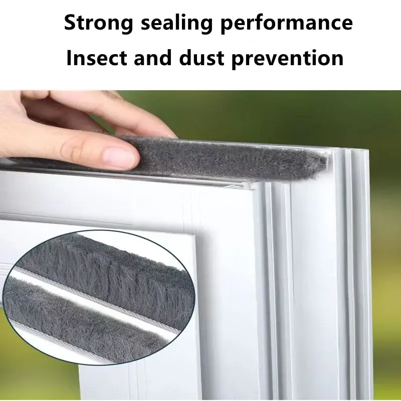 10M Brush Strip Self Adhesive Door Window Weather Stripping Sliding Door Anti Bug Seal Tape Sound Insulation Dust Sealing Strip