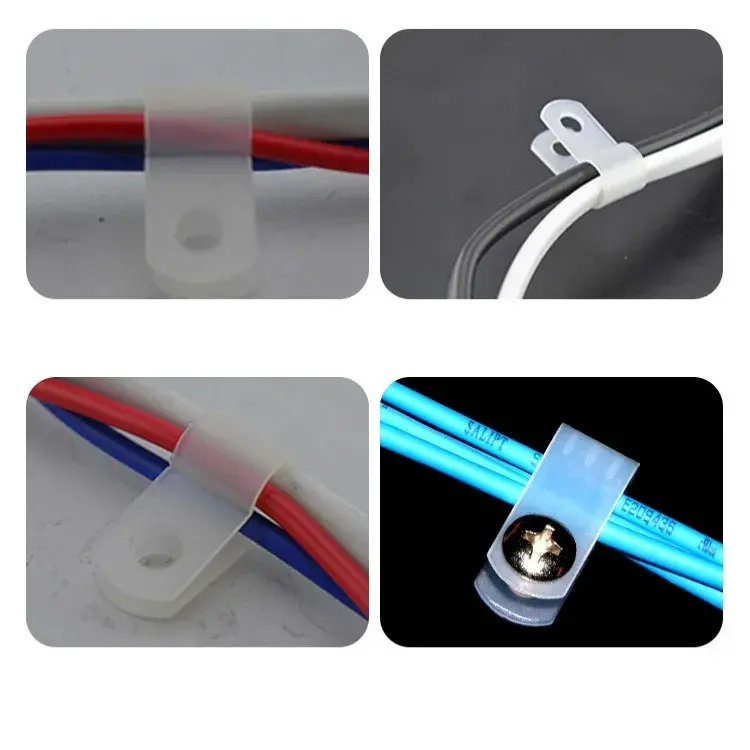 New 100pcs Cable Holder Clamps Fixation Plastic R Type White Line Fastener Clip Small Nylon Management Wire Fixing Organizer